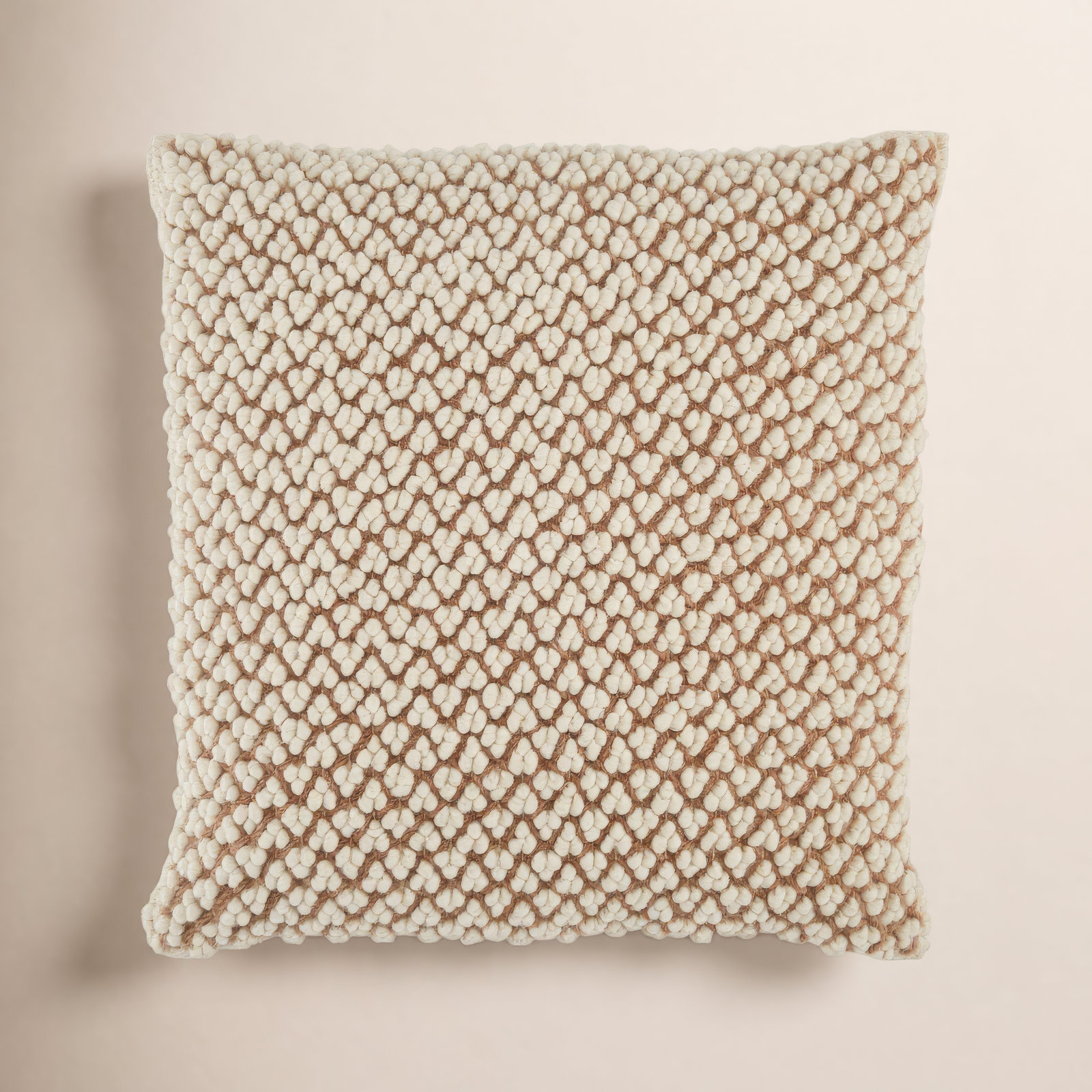 Toulon Embroidered Wool Throw Pillow, Down, Tan