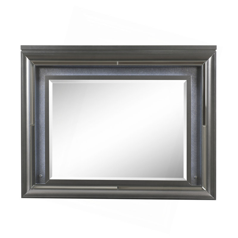 Metallic Gray Finish Mirror W/Led