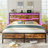 Bed Frame With Built-in Usb Charging, Noise-free Metal Design & Led Light Headboard-1176743035-1182069694
