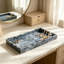 Ensemble de 2 plateaux en nacre bleue, ensemble de meuble-lavabo et de comptoir décoratifs fabriqués à la main pour salle de bain, vestibule, table basse, décoration élégante, 11,8 x 5,1 x 1 po