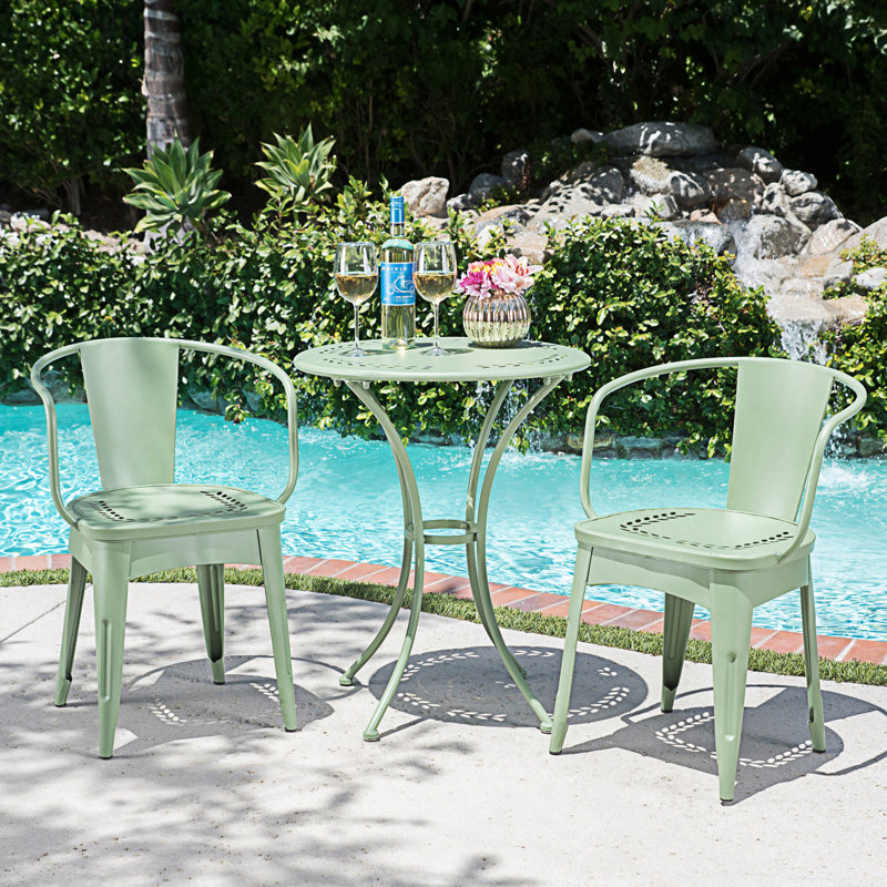 Charming 3-Piece Metal Bistro Set, Green