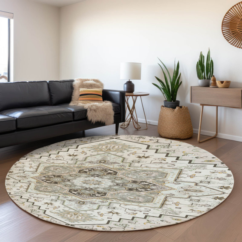 Premium Machine Washable Cossette AMF1036 Oriental Rug, Round 8'