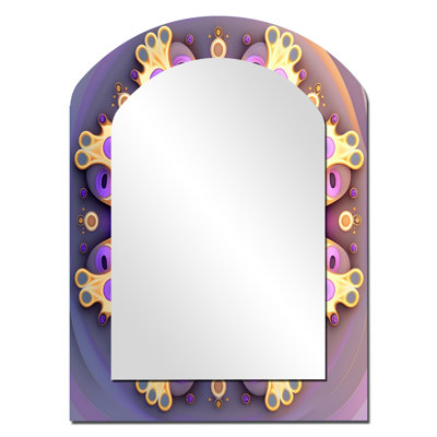 Miroir mural asymétrique éthéré en mauve et jaune - Boho Mandala