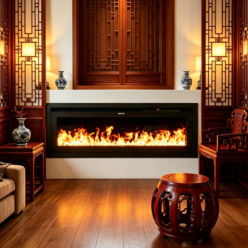 Symple Stuff Black Electric Fireplace with 5120 BTU, 45cm H x 152.4cm W x 14cm D