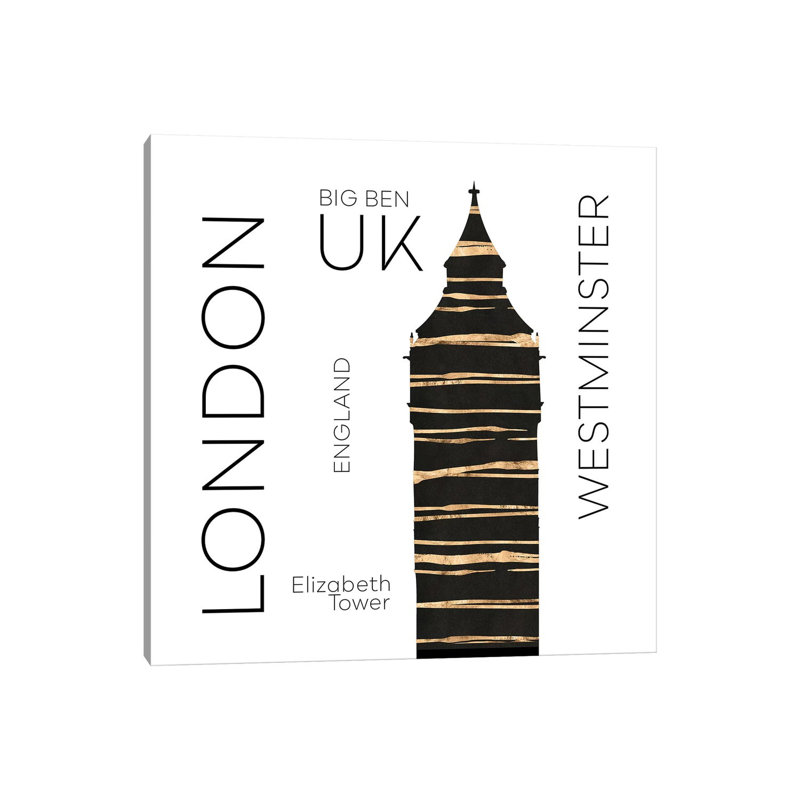 Urban Art London Big Ben by Melanie Viola - Print on Canvas, Wrapped Canvas, 45.72cm H x 45.72cm W x 3.81cm D