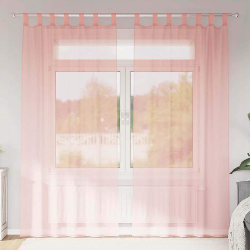 Voile Curtains With Rod Pockets 2 Pcs White, Sand, 55.1" W x 55.1" L