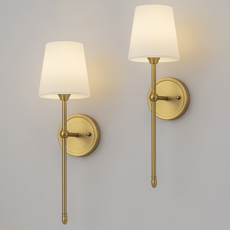 Luna 2-Light Modern Wall Sconces With Milk Glass Shade
