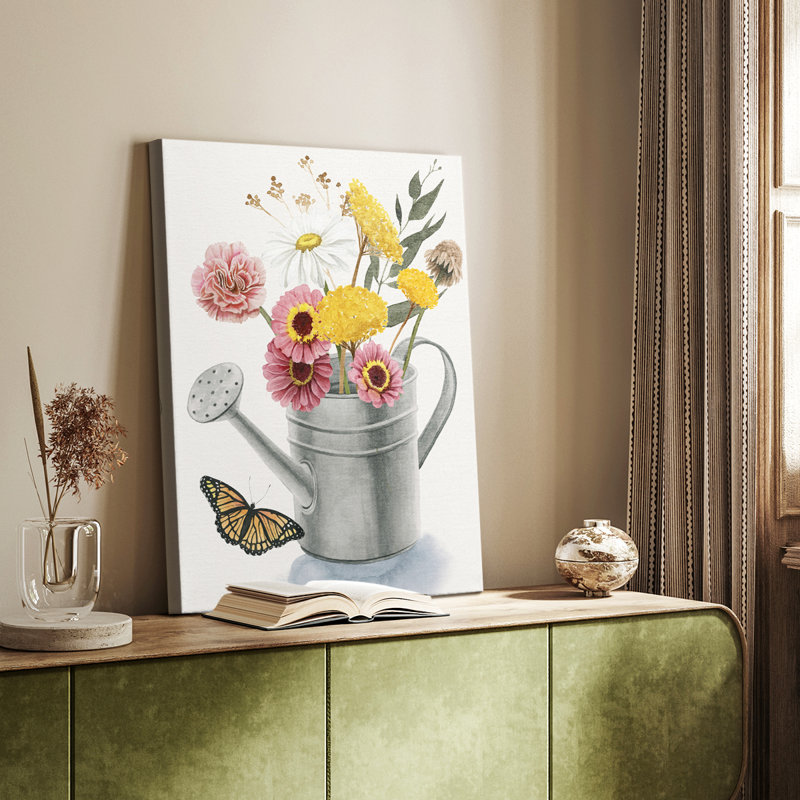 Arrosoir, bouquet I - galerie sur mesure, H 18 po x l 12 po