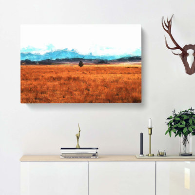 Lone Tree In Montana - Wrapped Canvas Painting