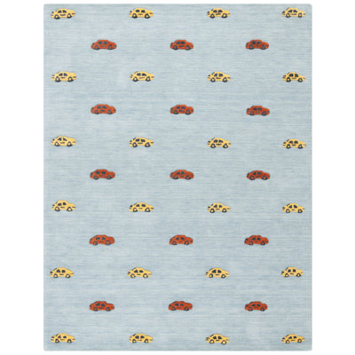 Storrie Hand Tufted Wool/Cotton in Light Blue/Yellow Area Rug