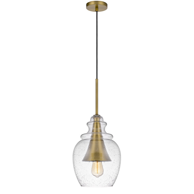1 - Light Antique Brass Shaded Pendant