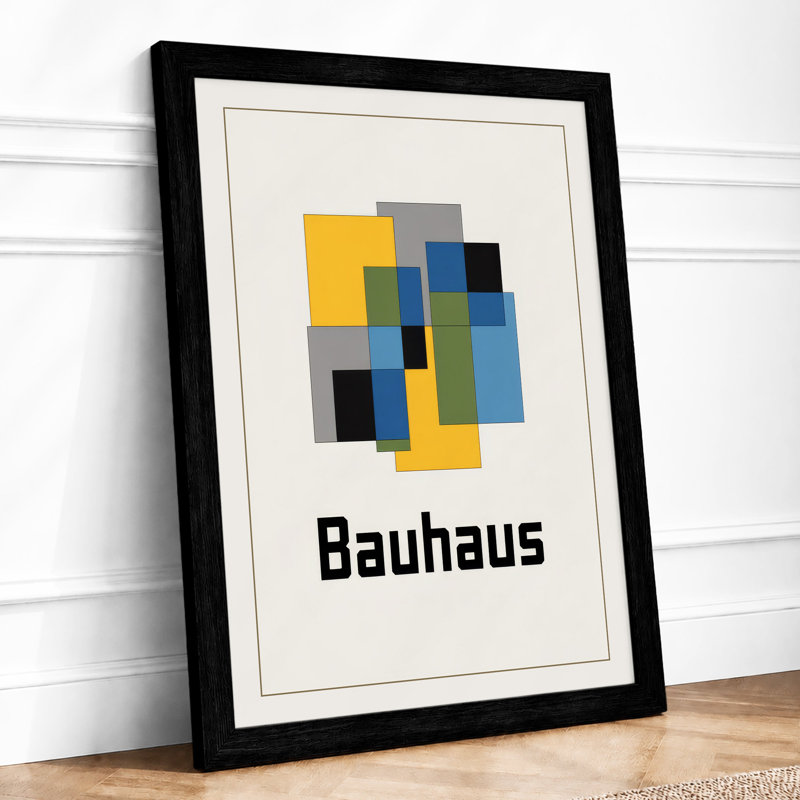 Bauhaus Composition Geometric - Framed Print, A4 - 29.7 x 21.0 cm, Black