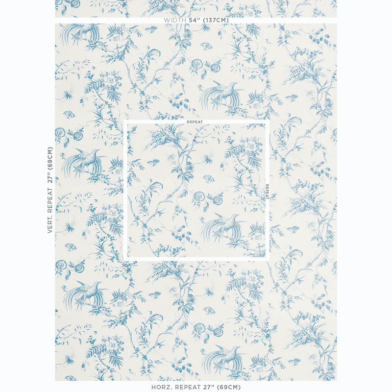 Tissu 100% coton Toile de La Prairie, Bleu