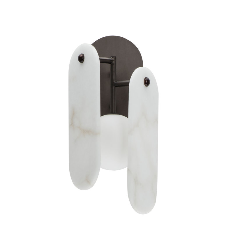 Megalith 1 - Light Armed Sconce, Brushed Bronze/White