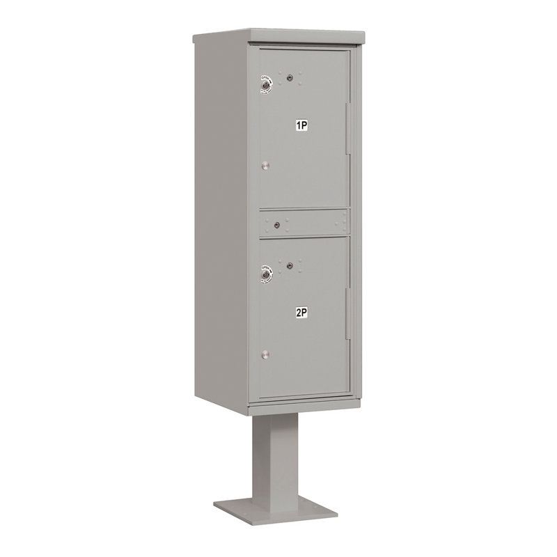 Aluminum Package Drop with Newspaper Compartment, Gray