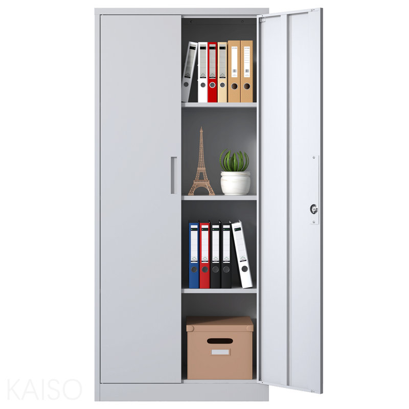 Armoire de rangement en métal 71 po H, armoire verrouillable en acier à outils blanc avec portes et 3 tablettes réglables, armoires hautes pour systèmes de rangement de garage