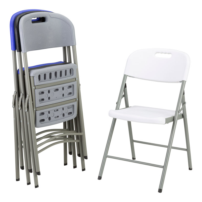 Blow-Molded Commercial Grade Plastic Folding Chairs, gris