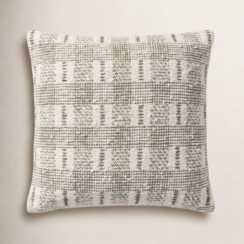 Loloi Throw Pillow, Ivory/Green Geometric, Polyester