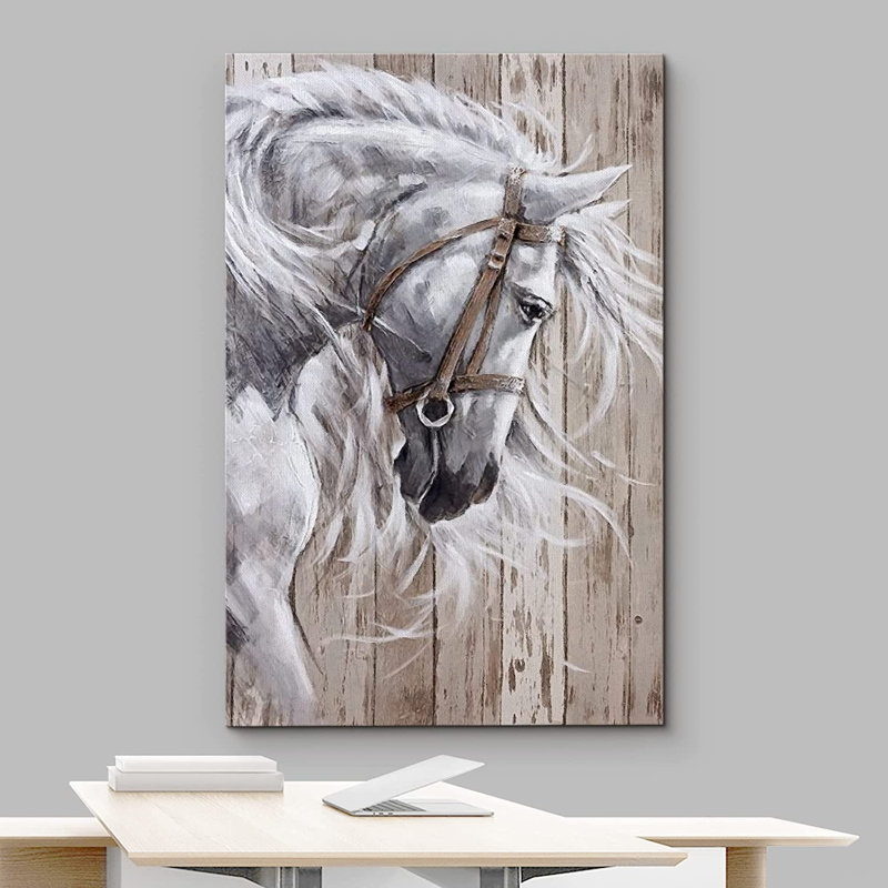 Chevaux qui courent et chevauchant un cheval - cadre flottant, impression sur toile, H 48 po x l 32 po x P 1,5 po