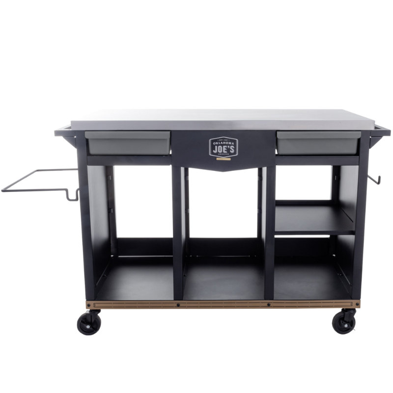 Oklahoma Joe's Black Steel Prep and Storage Cart with Wheels