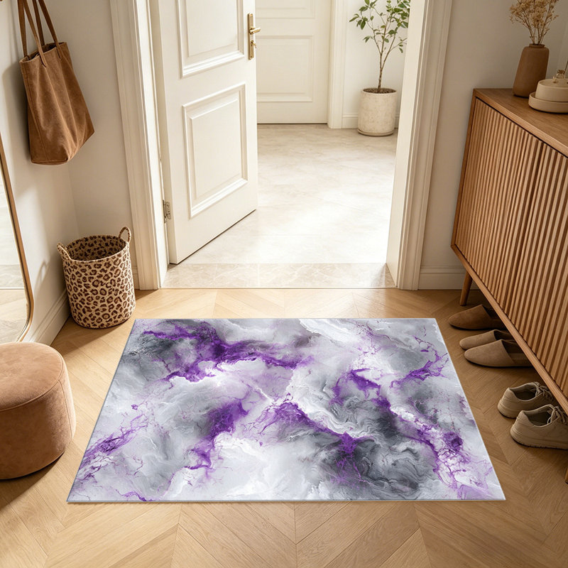 Purple Grey Marble Texture carpet-easy to clean, machine-washable, soft and comfortable; suitable for door mats, kitchens, living rooms, bedrooms, corridors, and laundry areas. Easy to clean, durable carpet for home decoration.