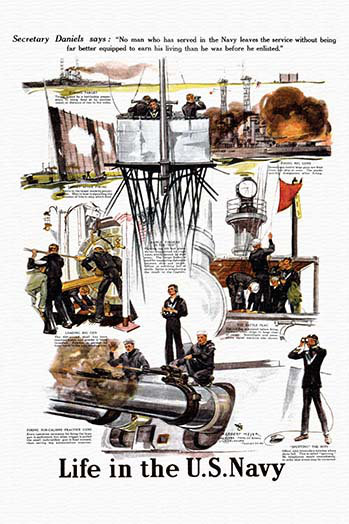 «Life in the U.S. Navy» par Herbert Meyer, impression, H 30 po x l 20 po x P 1,5 po