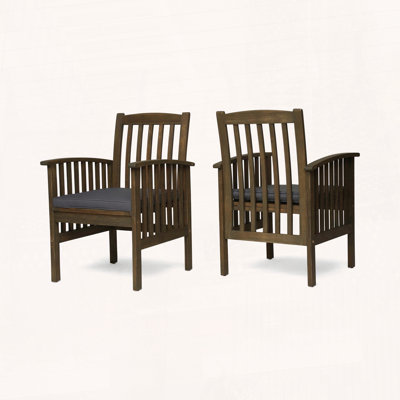 Casa Acacia Wood Dining Chairs Set of 2 with Water-Resistant Cushions