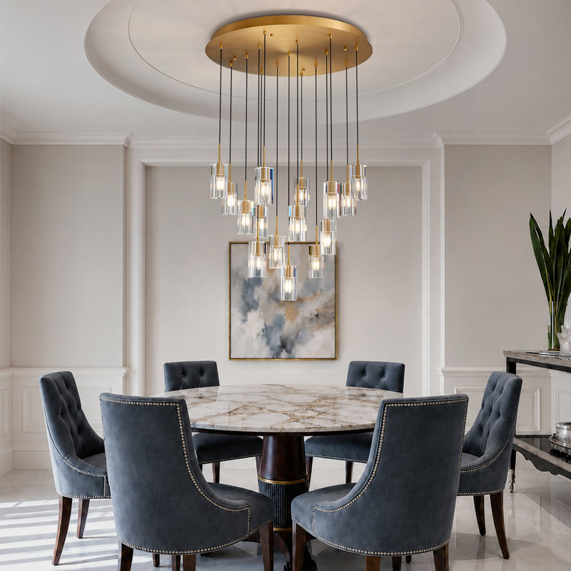 Lustre en cristal avec longueur réglable, Laiton