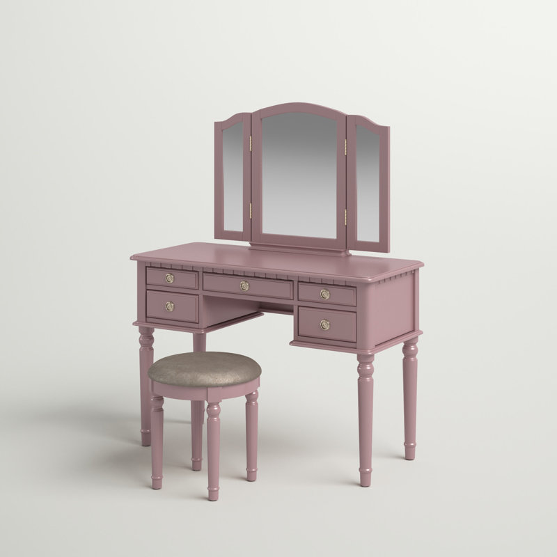 Coiffeuse avec miroir Torrance, Or rose