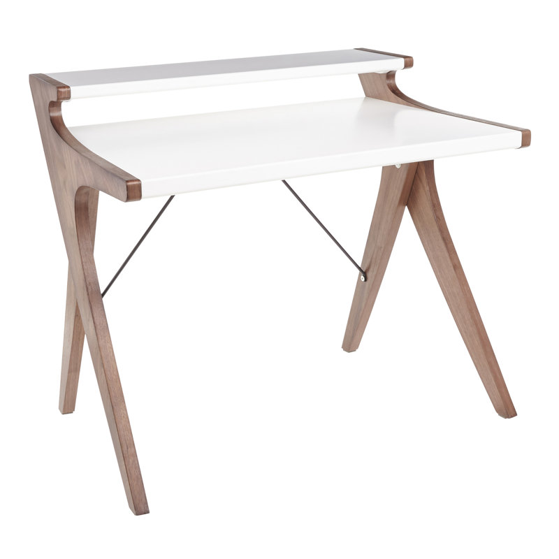 Gunning Wood Top Desk with Raised Hutch, White