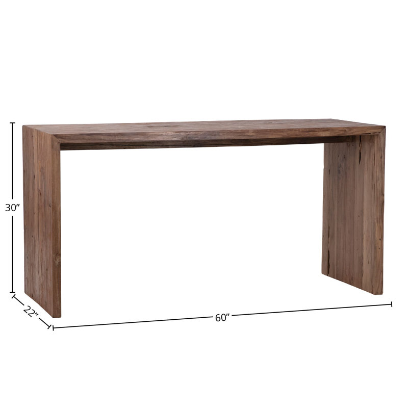 Chilton 60-Inch Rectangular Reclaimed Teak Waterfall Writing Desk