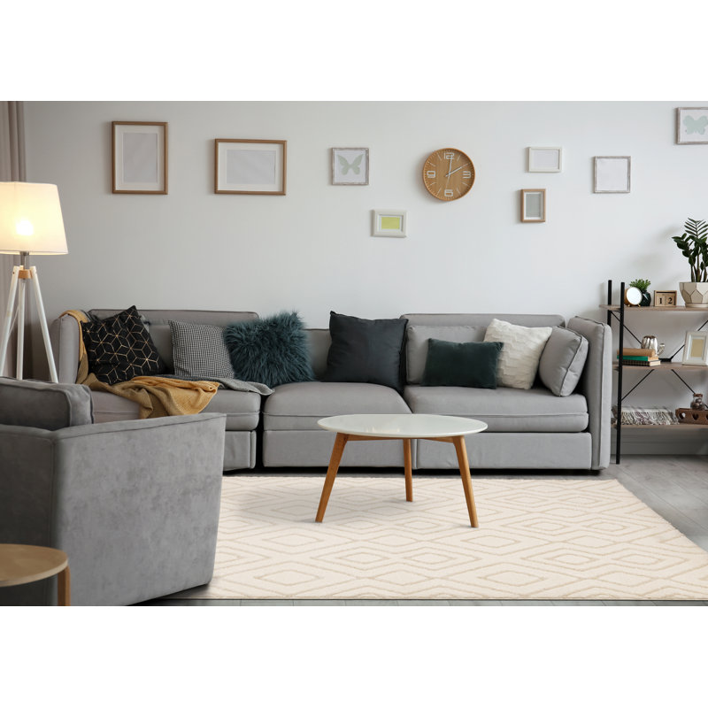 Tapis à motif patchwork / carrelage / mosaïque à motif patchwork / carrelage / mosaïque 5 pi x 8 pi (5 pi x 8 pi), crème / crème, contemporain contemporain - salon, chambre à coucher, salle à manger et cuisine