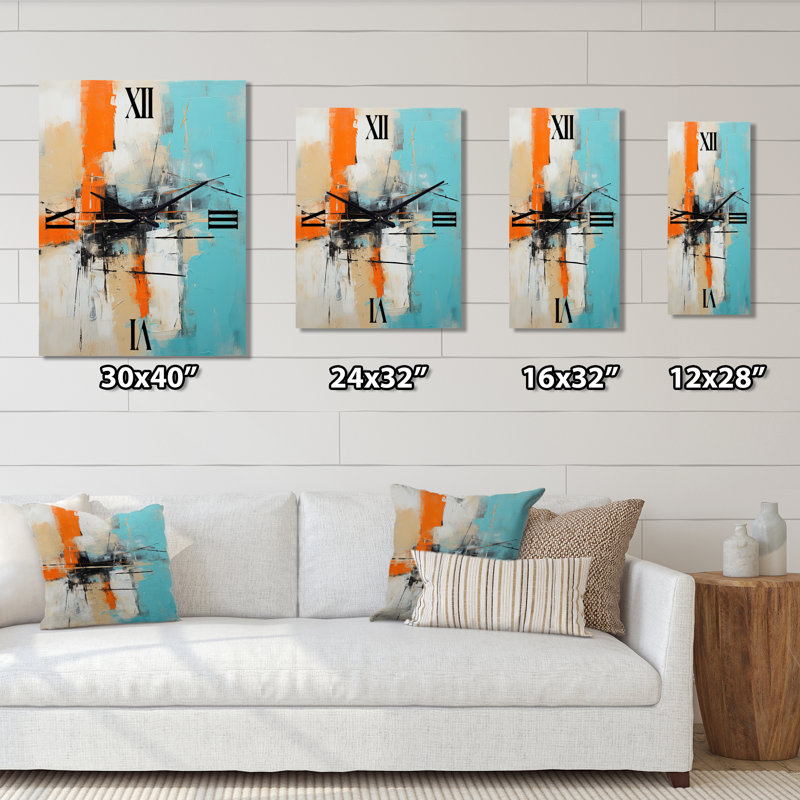 Horloge murale moderne avec peinture abstraite sereine Submission Of Time Minimal III, Grand