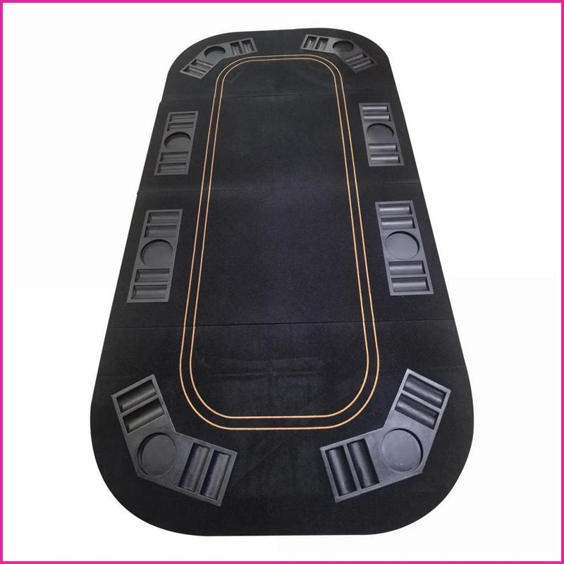 Plateau de table de poker 63 po avec plateau à jetons, porte-gobelets, feutre noir Card | Noir | Moderne
