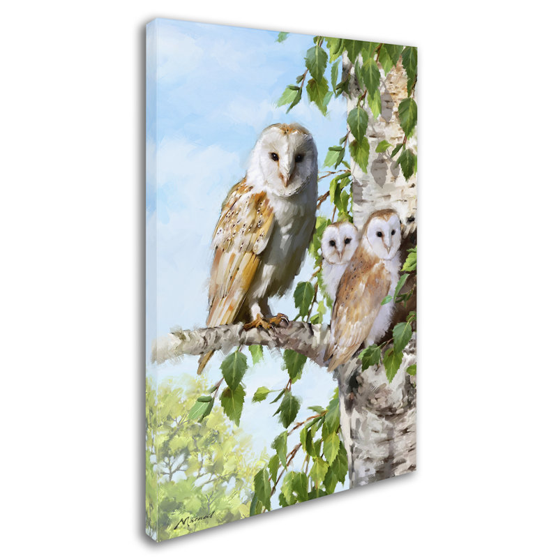 «Barn Owl Family» par Armand, reproduction sur toile, H 19 po x l 12 po x P 2 po
