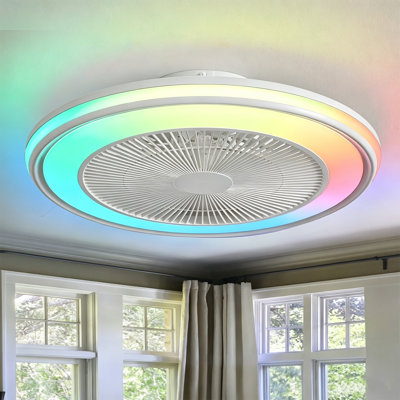 Makaiyla 20" Smart Dimmable RGB Indoor Ceiling Fan Lights with Remote/APP/Voice Control, 6 Speeds, Timer, Quiet DC Motor