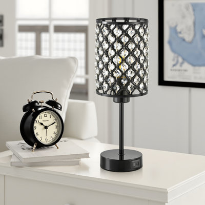 Crystal Table Lamp With Usb C+a Ports Dimmable Lamp, Bedside Lamp Small Touch Lamp For Girl Bedroom, Living Room (bulb Included)