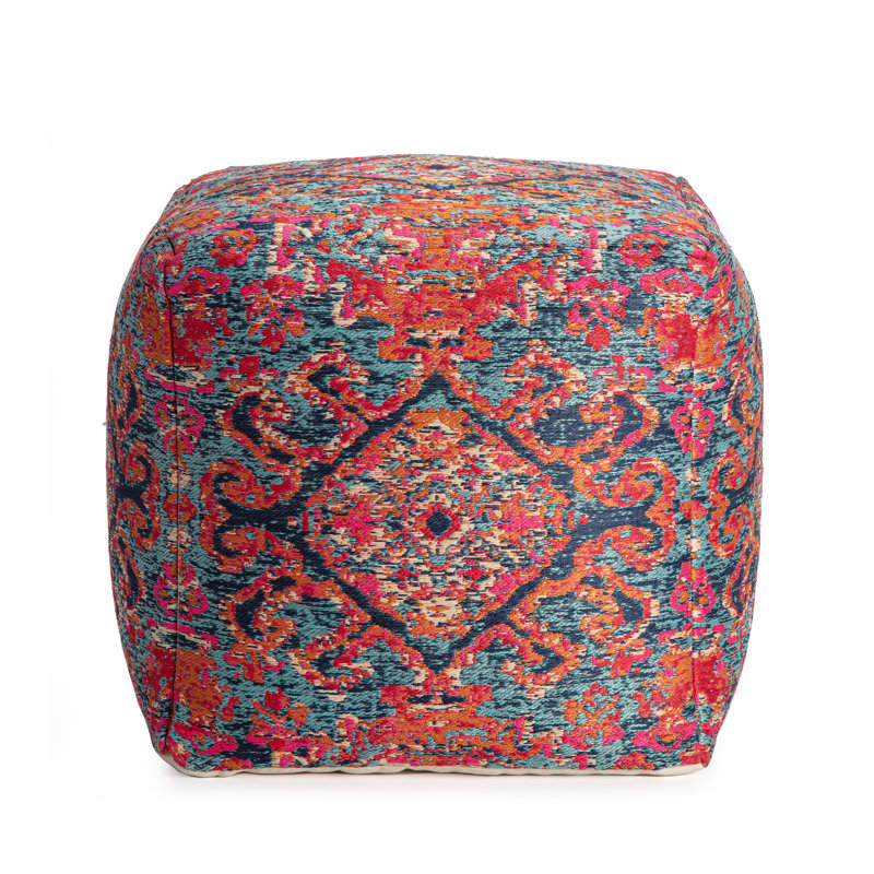 Glaspy 20" X 20" X 20" Multicolor Pouf, Red