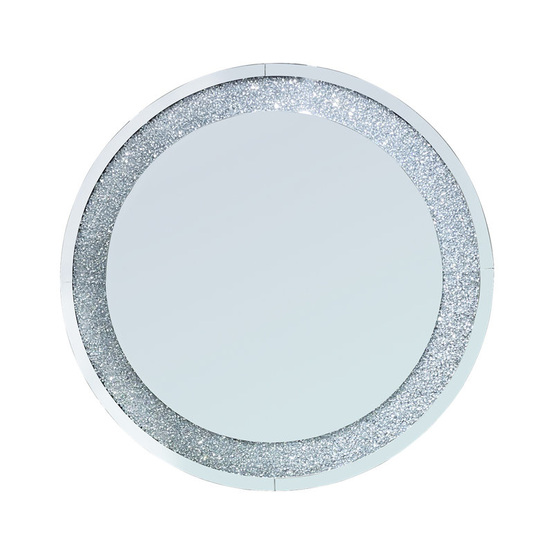 33.46"(85Cm)Crystal Crush Diamond Sparkly Round Mirror For Wall Decoration