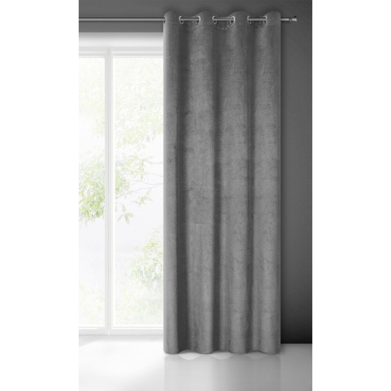 Lili Polyester Blackout Eyelet Curtain Panel, Grey/Brown/Blue