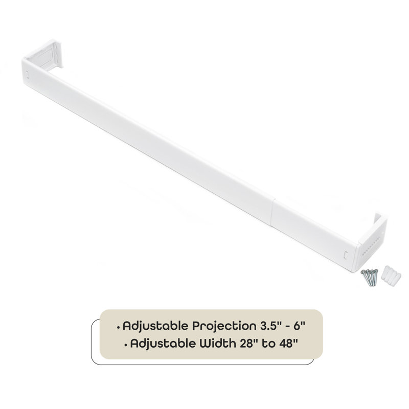 White Adjustable Steel Curtain Rod with Brackets, 28-48 Inches