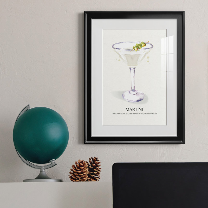 " Martini " Painting Print, Black, 22.5" H x 30.5" W x 1.5" D