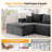 109" Corduroy Sleeper Sofa, Modular Compression Sectional Sofa Bed with Pillows, No Assembly Required-1275964936