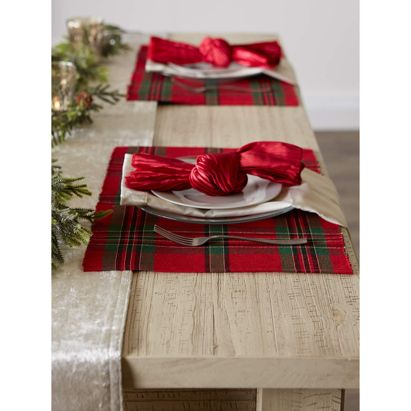 Holiday Plaid Cotton Placemats Set of 6