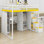 Ensemble de lit mezzanine avec escalier de rangement, coiffeuse intégrée, armoire, ports USB et lumières intégrées