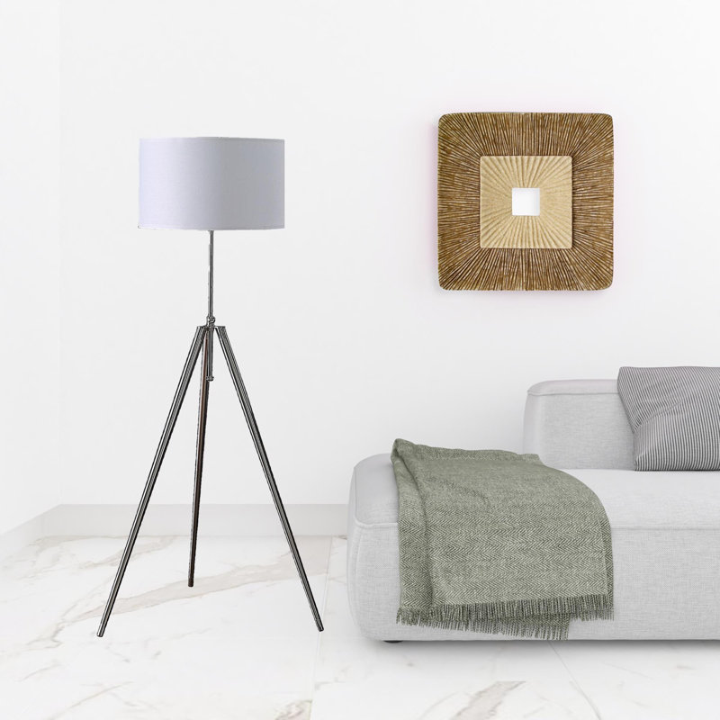 Lampe trépied réglable 64 "avec abat-jour blanc 64"