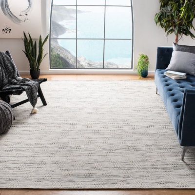 Tapis gris / beige en laine / coton tissé à la main Laureldale