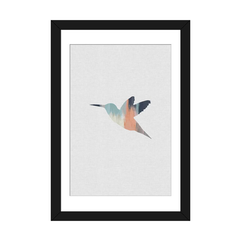 « pastel hummingbird », impression sur toile, H 24 po x l 16 po x P 1 po, Papier d'art encadré noir, Blanc