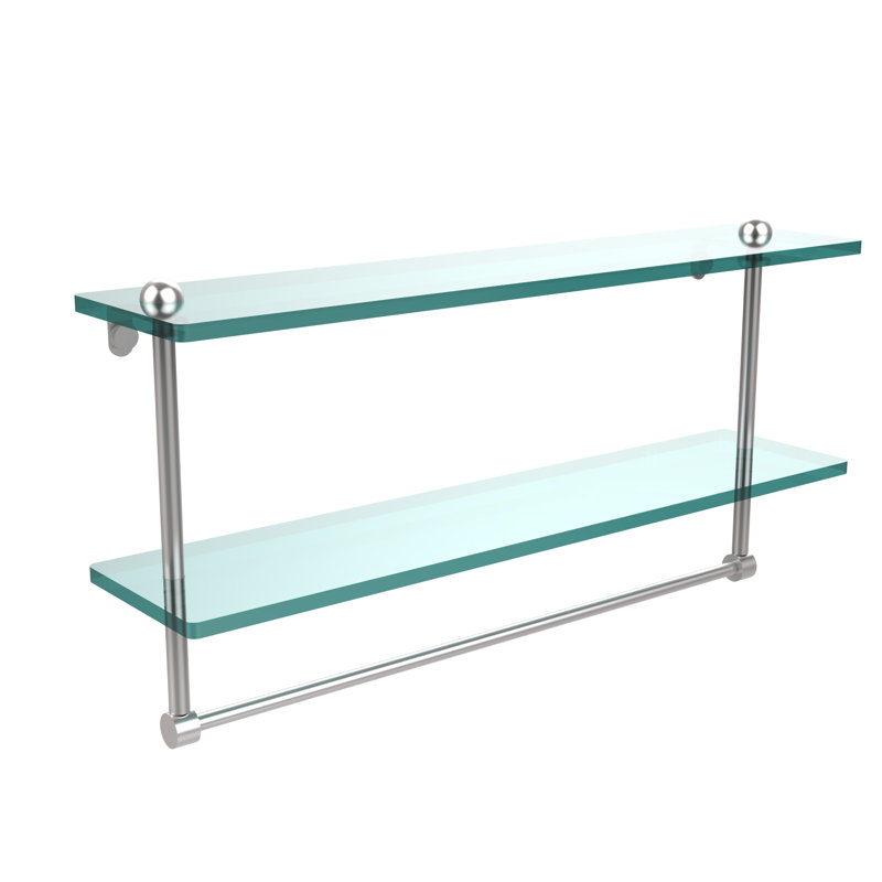 Gober 2 Piece Metal Tiered Shelf with Towel Bar, 22", Satin Chrome