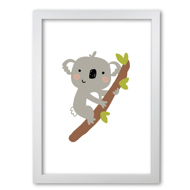 Children's Animals, Koala - Print, 60 cm H x 42 cm W x 5 cm D, White Grain Frame